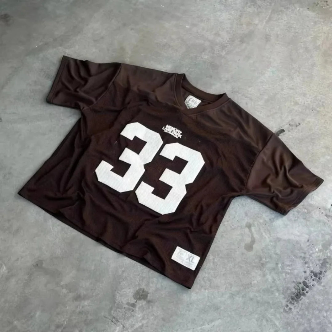 Retro Jersey Breathable Mesh T Shirt Street College Sports Wear Oversized Unisex Football Dry Quickly T-Shirt