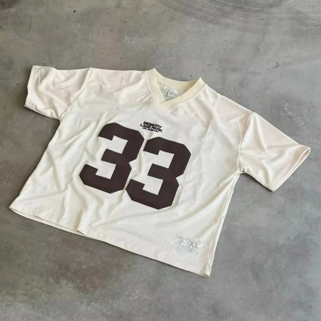 Retro Jersey Breathable Mesh T Shirt Street College Sports Wear Oversized Unisex Football Dry Quickly T-Shirt