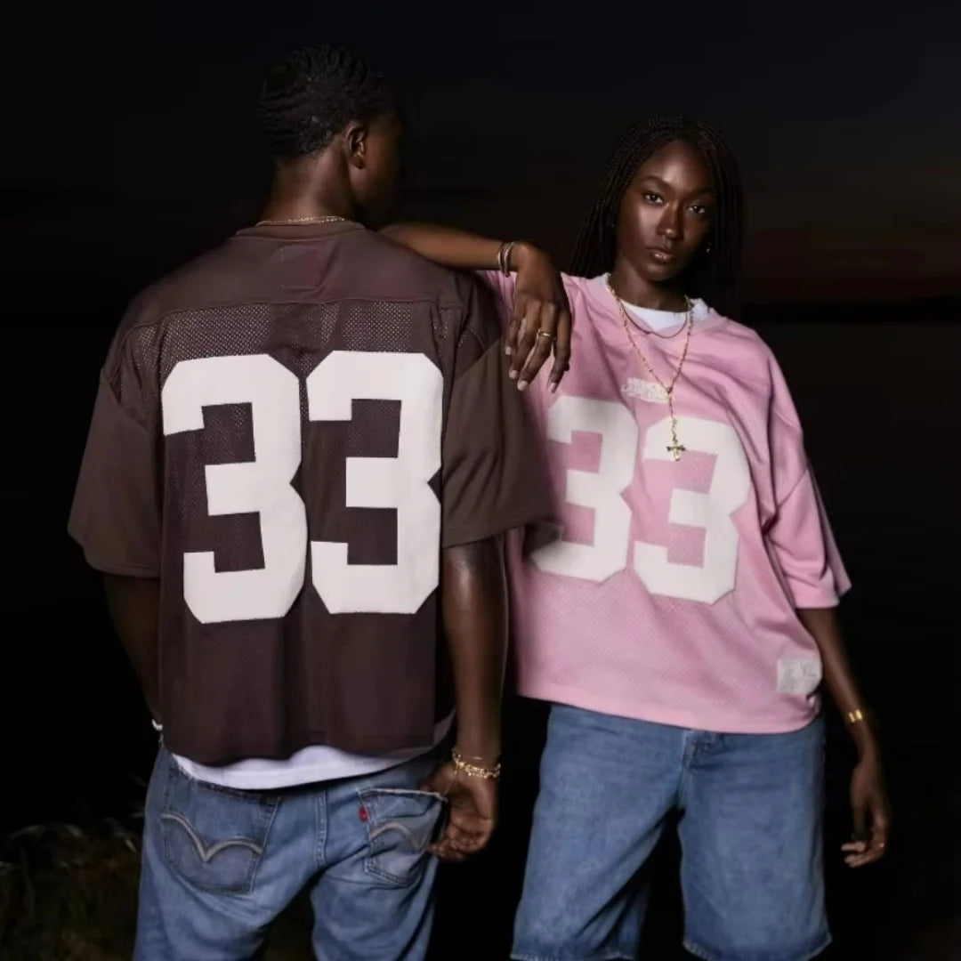 Retro Jersey Breathable Mesh T Shirt Street College Sports Wear Oversized Unisex Football Dry Quickly T-Shirt