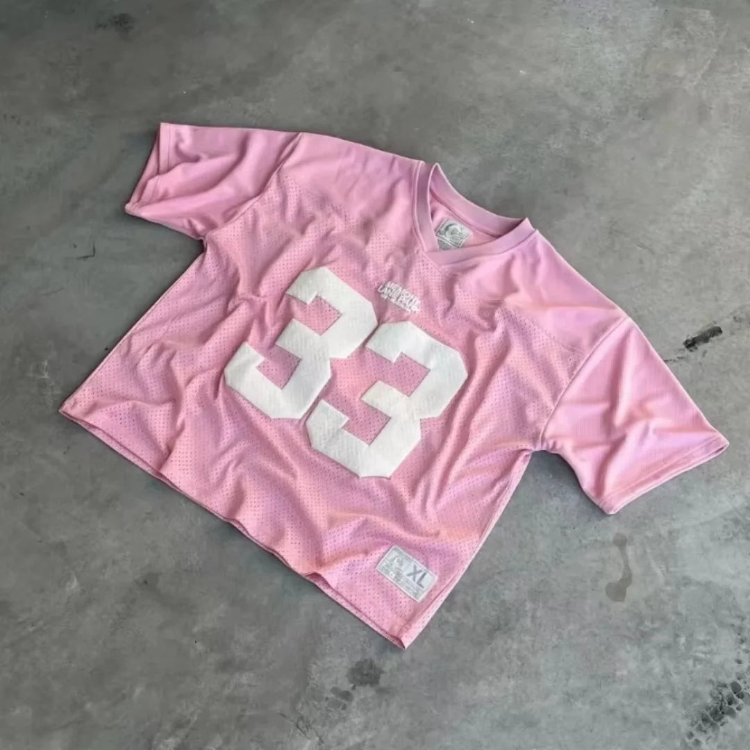 Retro Jersey Breathable Mesh T Shirt Street College Sports Wear Oversized Unisex Football Dry Quickly T-Shirt