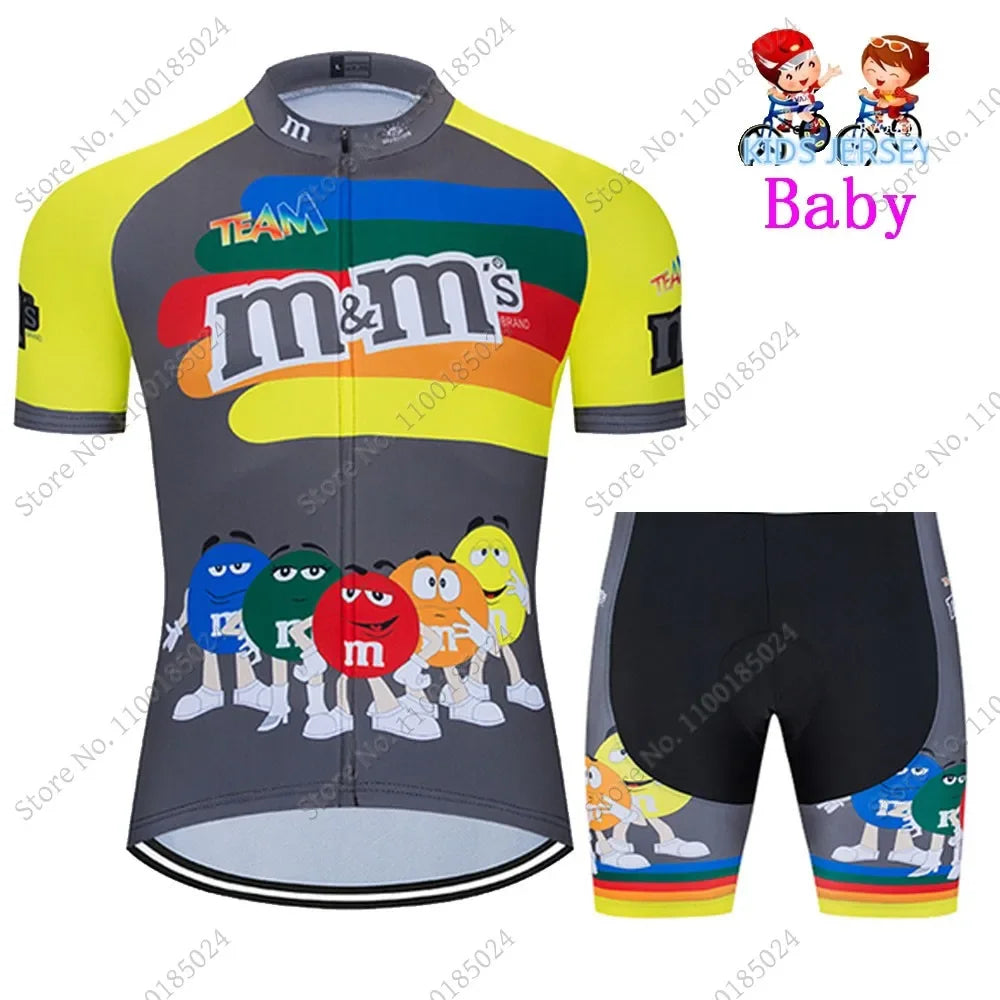 2024 Kids Cycling Jersey Funny Cartoon Set Boys Girls Popular Chocolate Bean Cycling Clothing Children Road Bike Suit Maillot