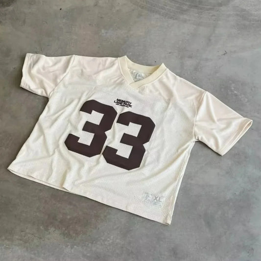 Retro Jersey Breathable Mesh T Shirt Street College Sports Wear Oversized Unisex Football Dry Quickly T-Shirt