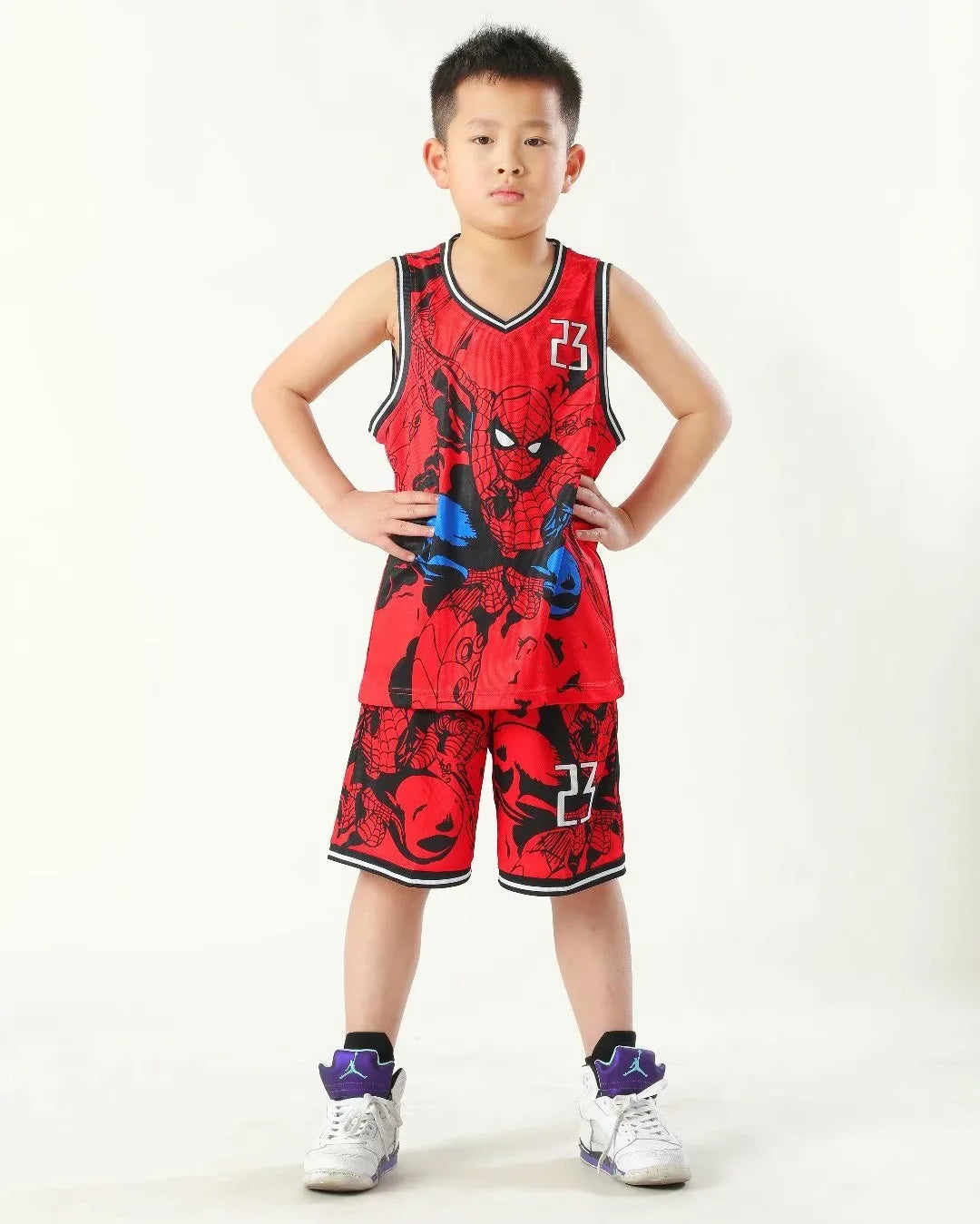 Summer Children's Jersey Baby Boys Cartoon Number 23 Basketball Clothes Child 3-12 Years Basketball Sports Set