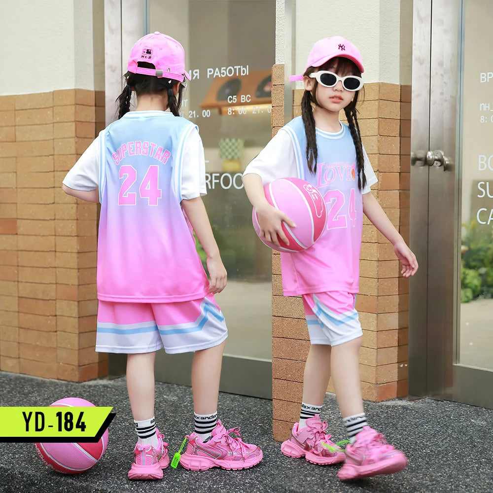 Children Basketball Jersey Kid Team Training Uniform Quick-drying Fashionable Comfortable Boy Girl Shirt Sportswear Tracksuit