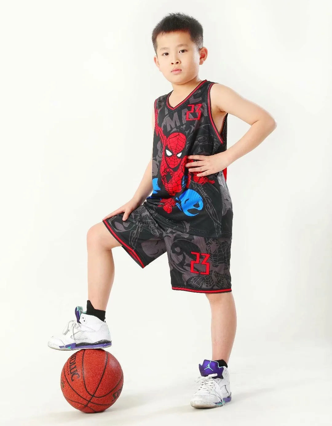Summer Children's Jersey Baby Boys Cartoon Number 23 Basketball Clothes Child 3-12 Years Basketball Sports Set