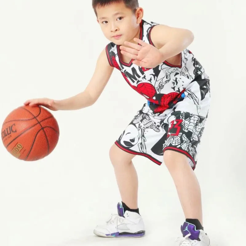 Summer Children's Jersey Baby Boys Cartoon Number 23 Basketball Clothes Child 3-12 Years Basketball Sports Set
