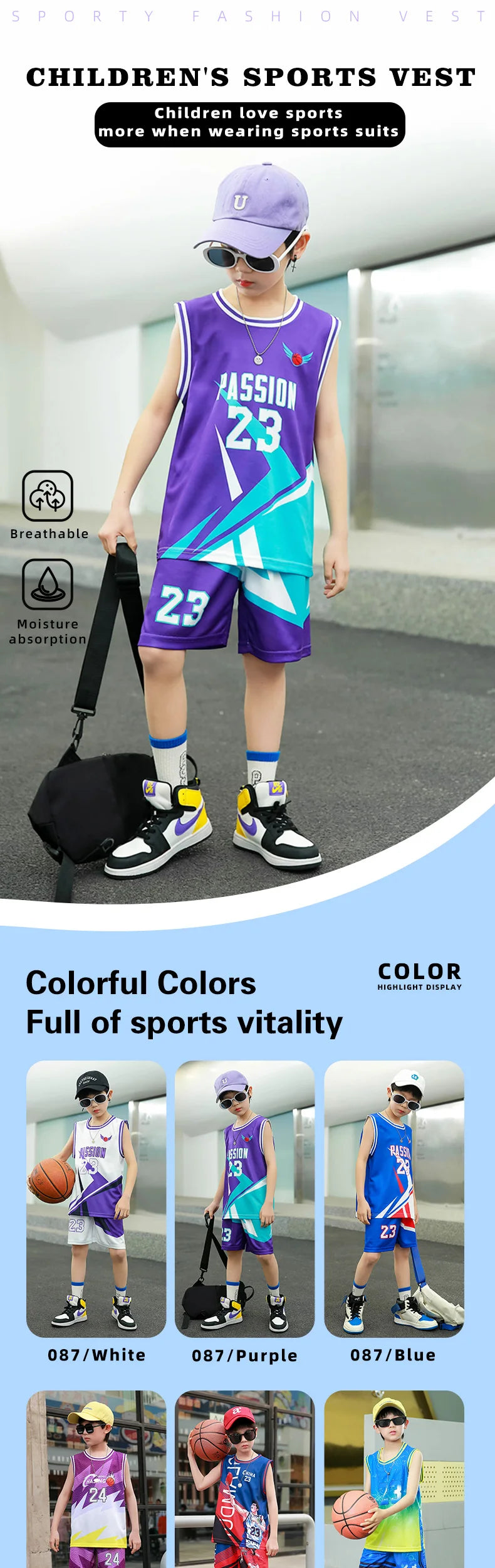 Children Basketball Jersey Kid Team Training Uniform Quick-drying Fashionable Comfortable Boy Girl Shirt Sportswear Tracksuit