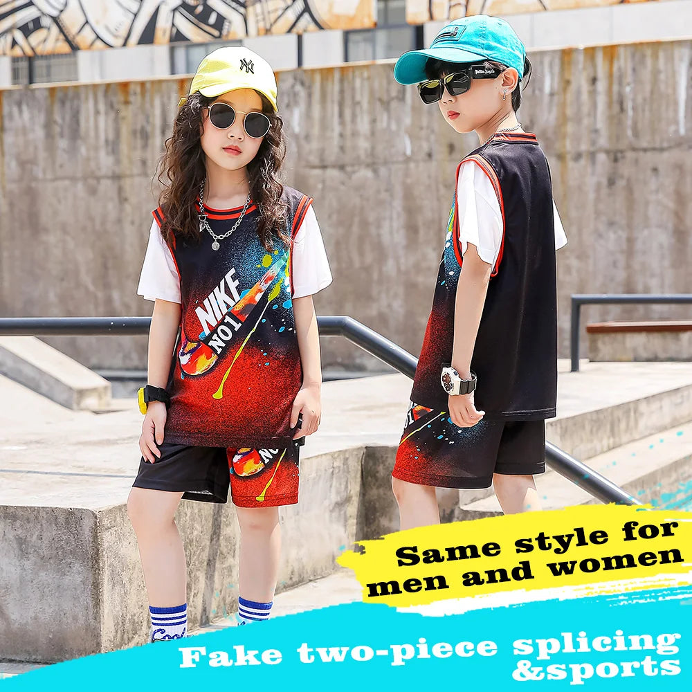 Children Basketball Jersey Kid Team Training Uniform Quick-drying Fashionable Comfortable Boy Girl Shirt Sportswear Tracksuit