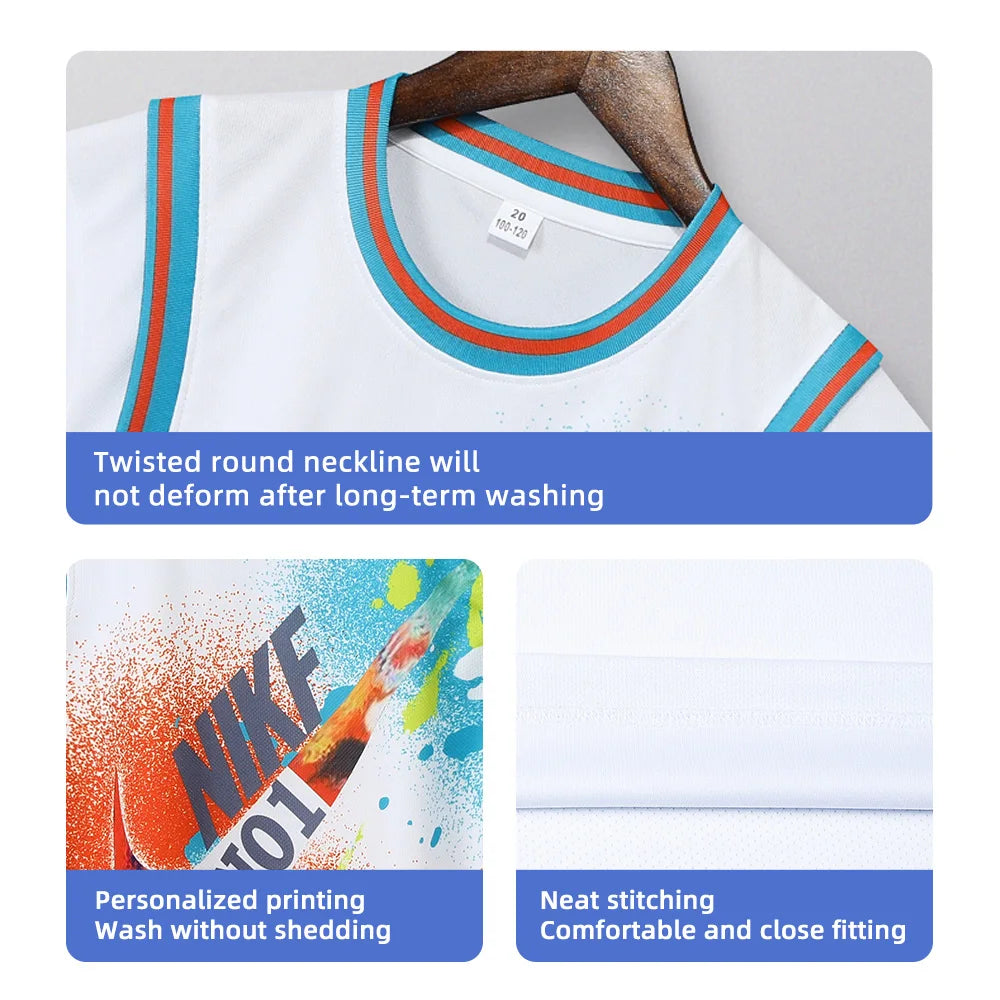 Children Basketball Jersey Kid Team Training Uniform Quick-drying Fashionable Comfortable Boy Girl Shirt Sportswear Tracksuit