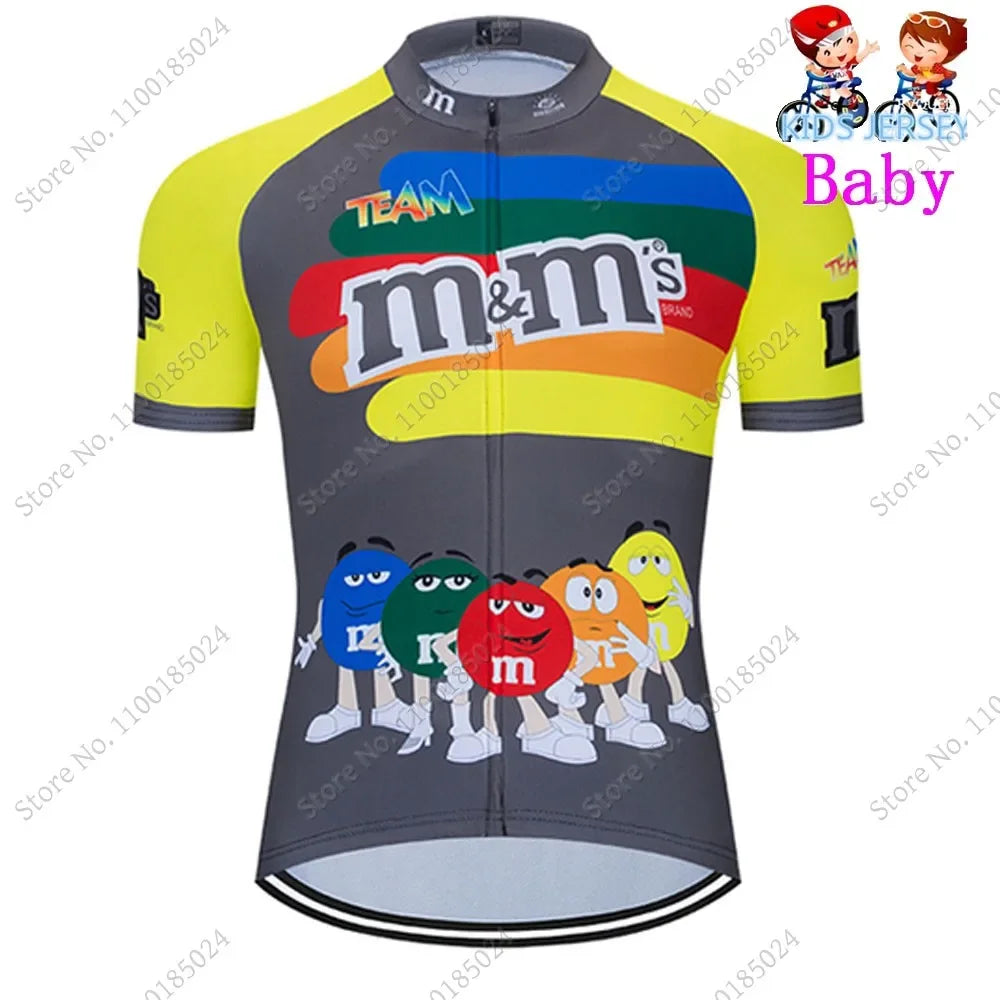 2024 Kids Cycling Jersey Funny Cartoon Set Boys Girls Popular Chocolate Bean Cycling Clothing Children Road Bike Suit Maillot
