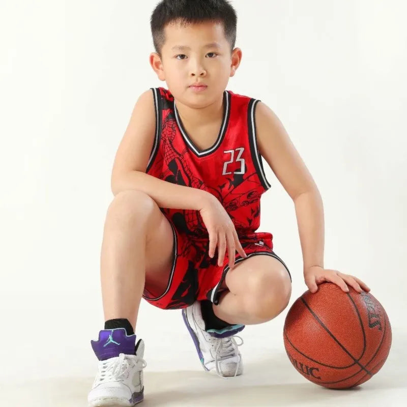 Summer Children's Jersey Baby Boys Cartoon Number 23 Basketball Clothes Child 3-12 Years Basketball Sports Set