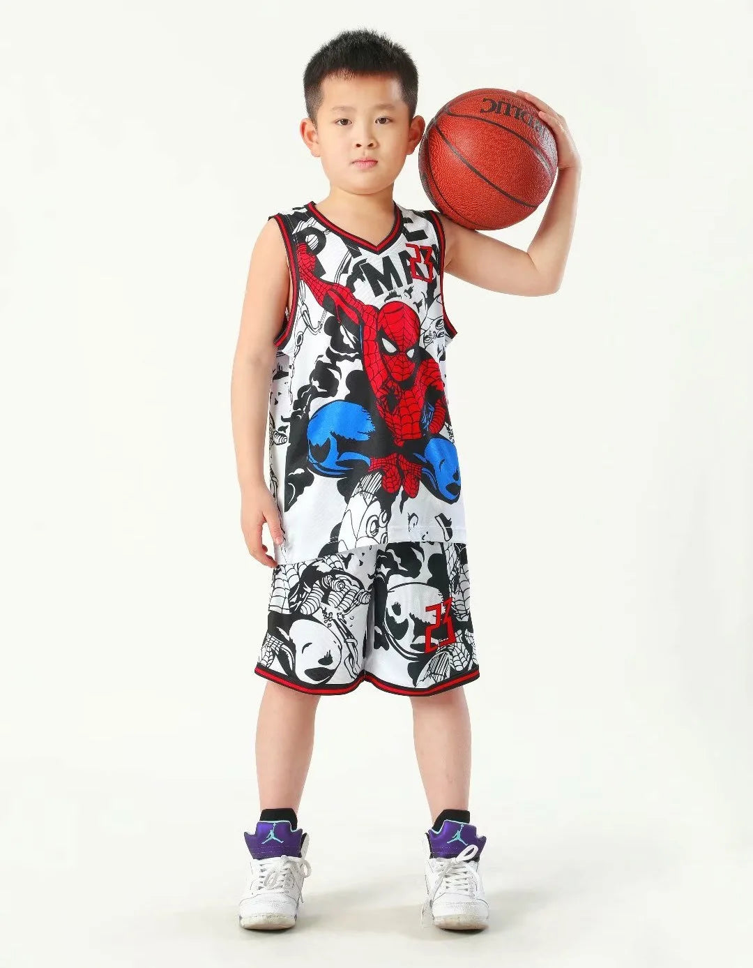 Summer Children's Jersey Baby Boys Cartoon Number 23 Basketball Clothes Child 3-12 Years Basketball Sports Set