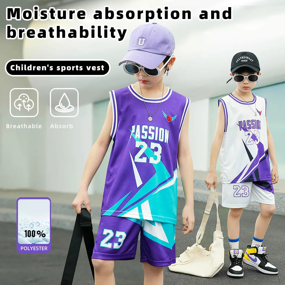 Children Basketball Jersey Kid Team Training Uniform Quick-drying Fashionable Comfortable Boy Girl Shirt Sportswear Tracksuit