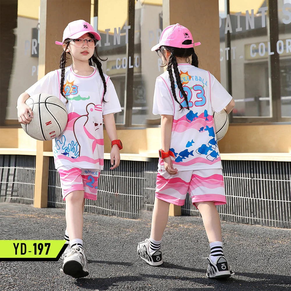 Children Basketball Jersey Kid Team Training Uniform Quick-drying Fashionable Comfortable Boy Girl Shirt Sportswear Tracksuit