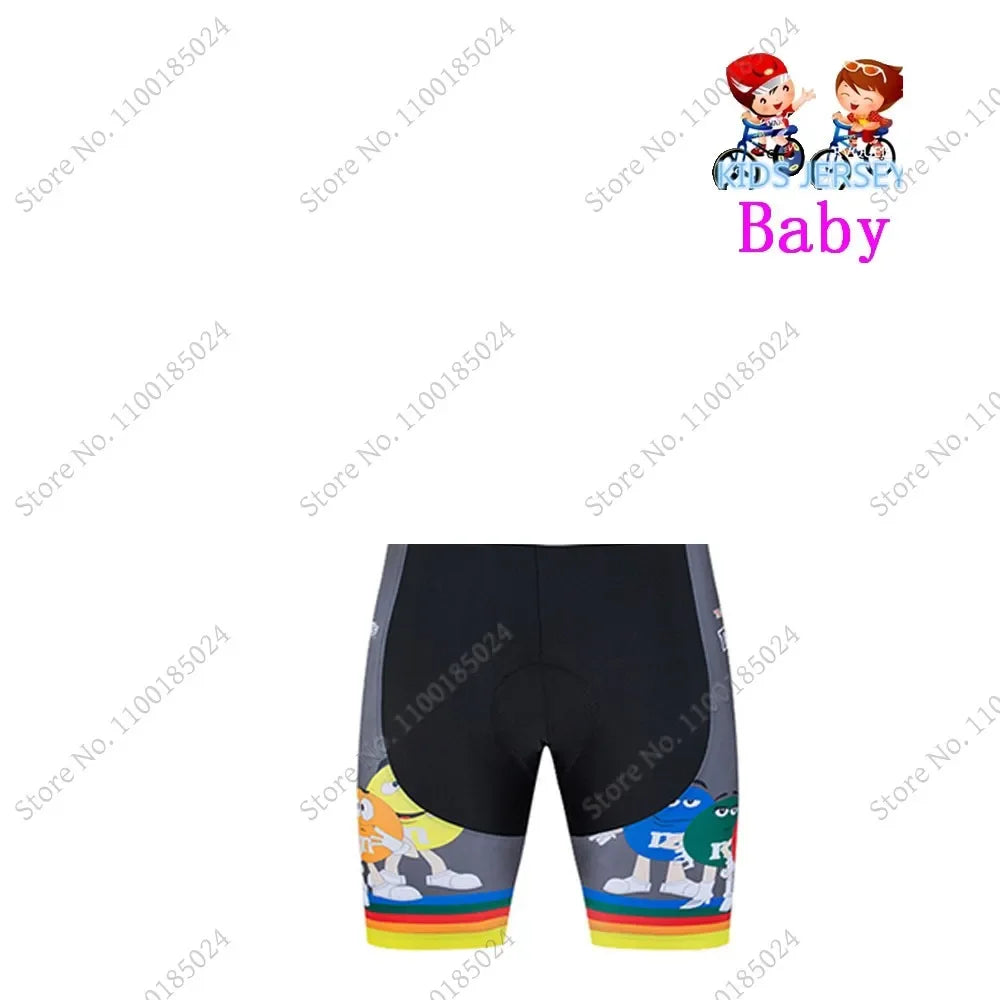 2024 Kids Cycling Jersey Funny Cartoon Set Boys Girls Popular Chocolate Bean Cycling Clothing Children Road Bike Suit Maillot