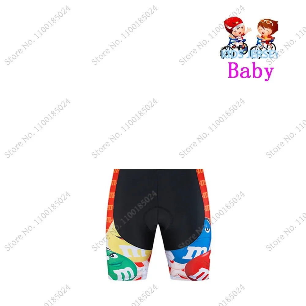 2024 Kids Cycling Jersey Funny Cartoon Set Boys Girls Popular Chocolate Bean Cycling Clothing Children Road Bike Suit Maillot